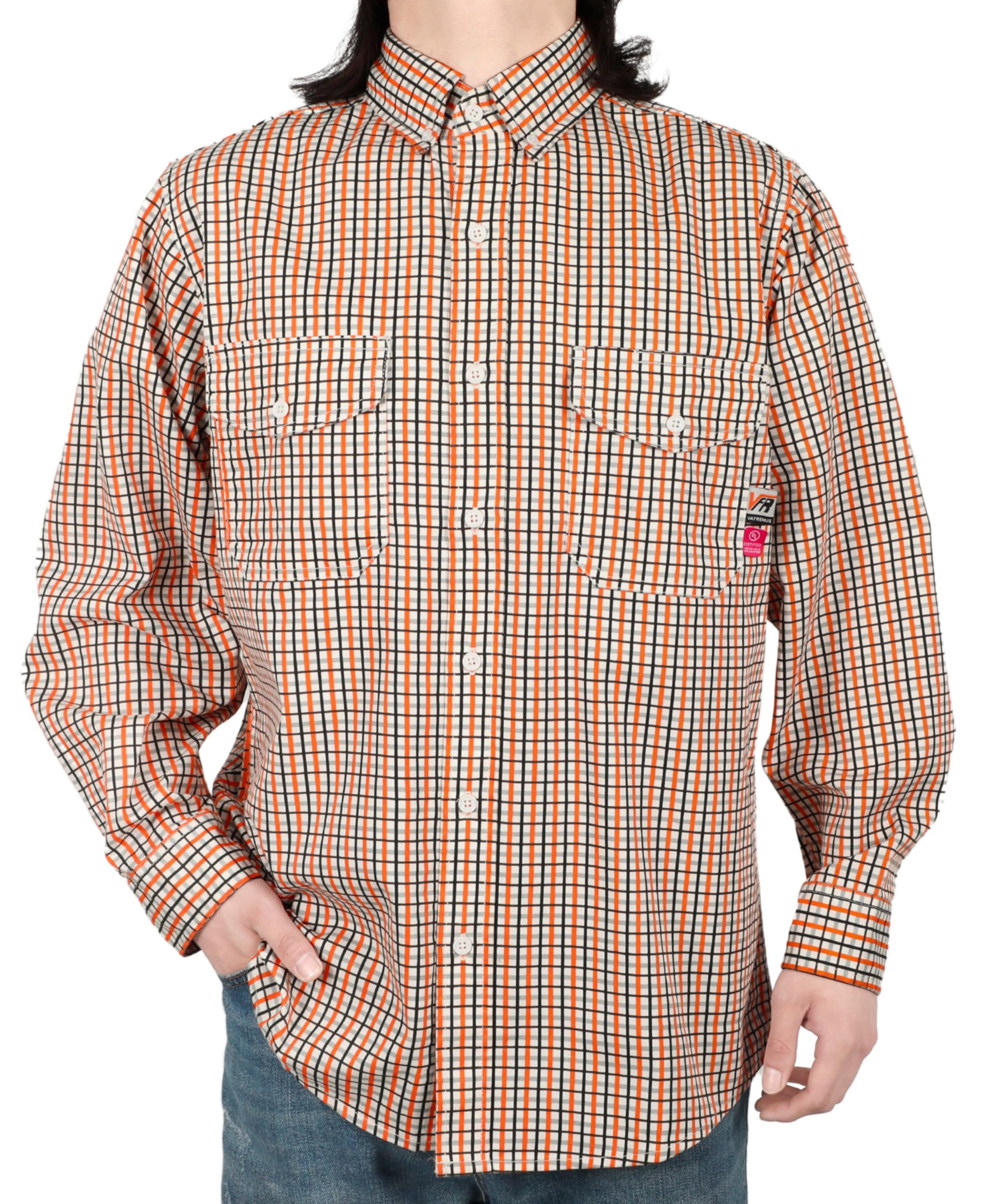 VATRENUS FR Shirts for Men 6.5oz Button Down Flame Resistant 100% Cotton Men's Pre-Washed Fire Retardant Work Shirt
