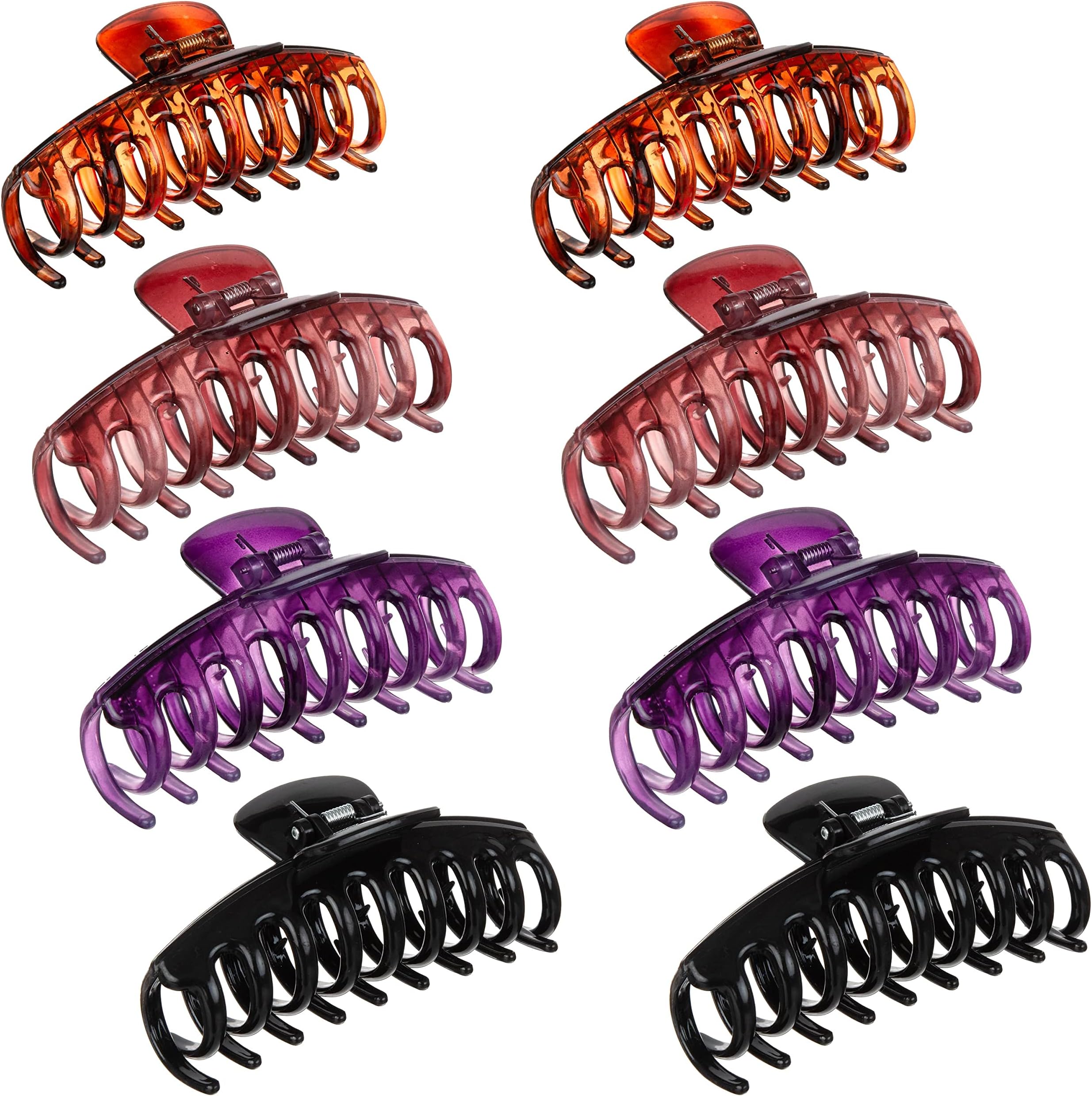Expressions 8 Pc Jumbo Claw Clips Collection, Professional Quality Claw Clips For Everyday Hair Styling of All Hair Types