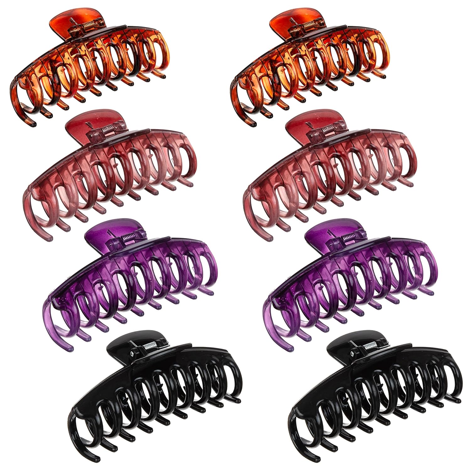 Expressions 8 Pc Jumbo Claw Clips, Hair Clips For Everyday