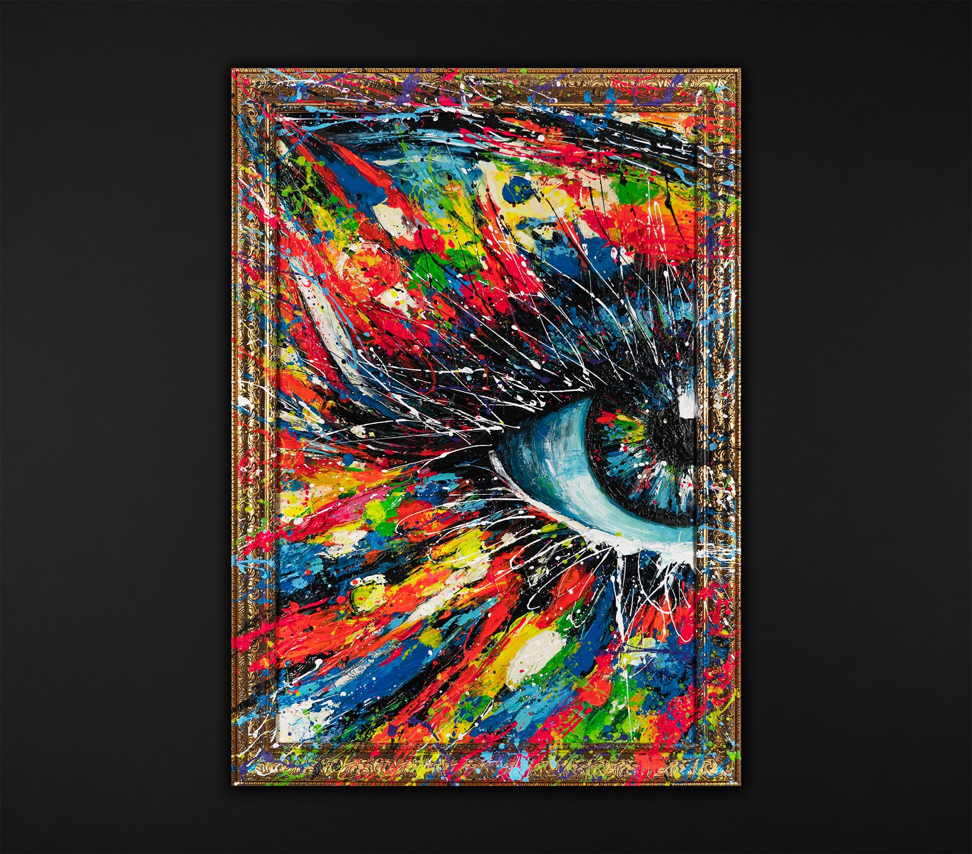 YS-Art Bild abstrakt bunt Acryl Gemälde auf Leinwand Bilder mit Rahmen malen handgemalt Wandbild Wohnzimmer modernes Wohndekor echtes Kunstwerk 120x80 cm