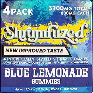 Proprietary Nootropic Gummy 3200mg, Now with New Improved Taste - Lion's Mane, Reishi, Chaga, and Cordycep Nootropic Tripee Mushroom Blend (4, Blue Lemonade)