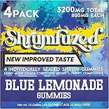 Proprietary Nootropic Gummy 3200mg, Now with New Improved Taste - Lion's Mane, Reishi, Chaga, and Cordycep Nootropic Tripee Mushroom Blend (4, Blue Lemonade)