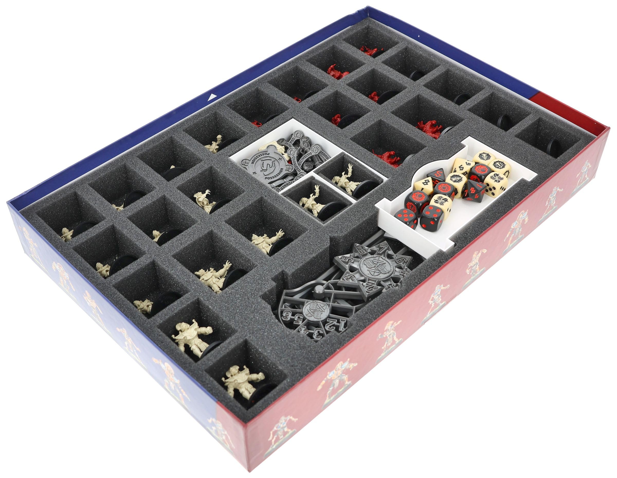 Feldherr Foam Set compatible with Blood Bowl - Third Season - Box insert for miniatures - Protection for painted figures, tokens and dice holder, secure storage