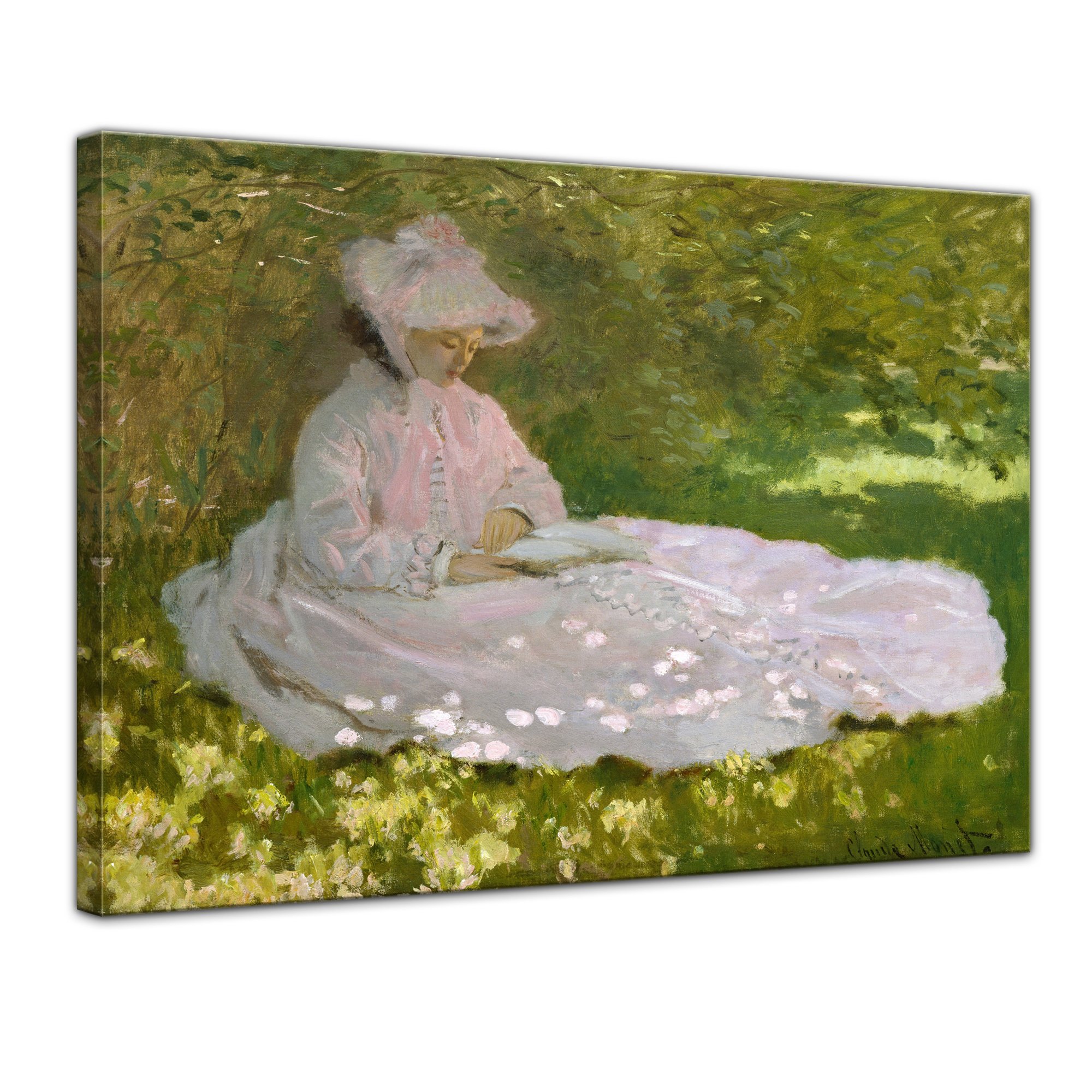 Bilderdepot24 Bild auf Leinwand | Claude Monet - Die Lesende in 80x60 cm als Wandbild | Wand-deko Dekoration Wohnung alte Meister | NEU-180214-80x60-dl