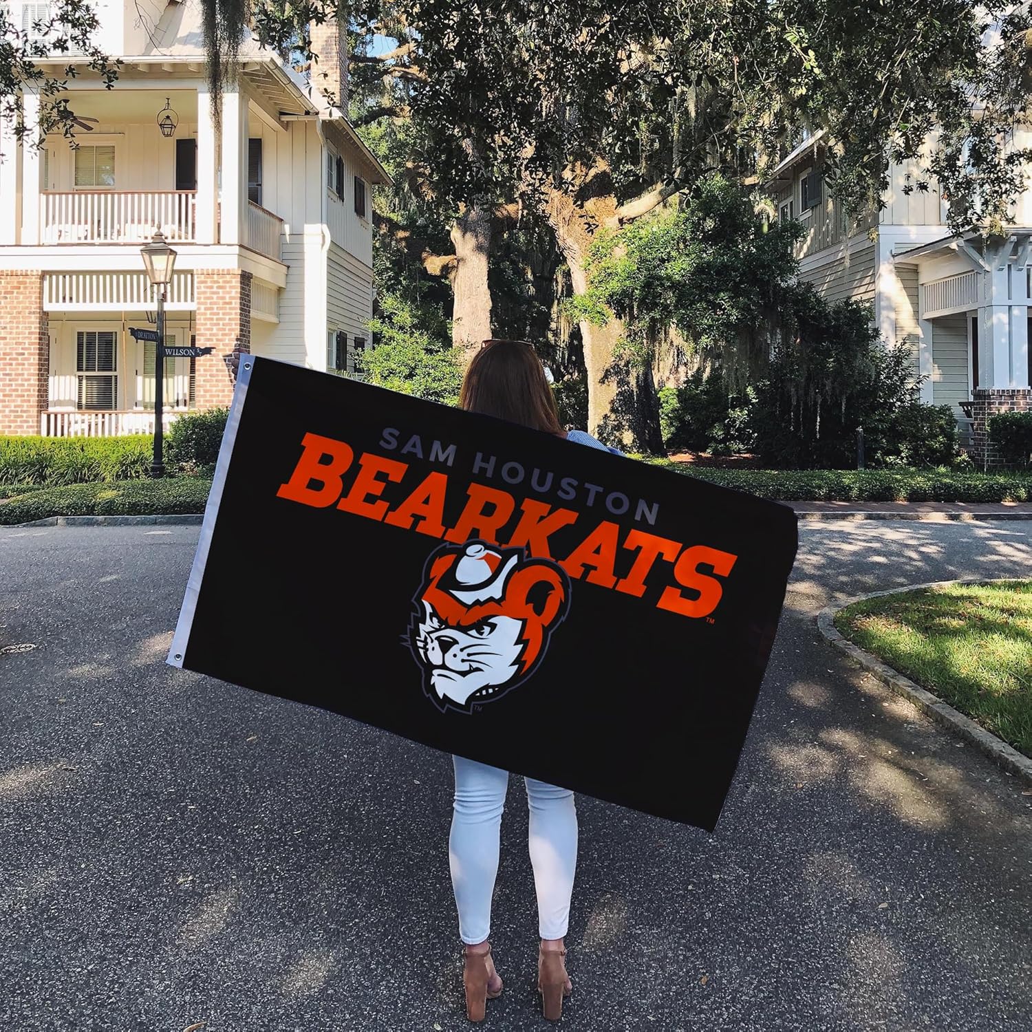 Desert Cactus Sam Houston State University SHSU Flag - 3 x 5 Feet Bearkats Banner, Indoor/Outdoor Durable Fabric, 100% Polyester Design (Style 3a)