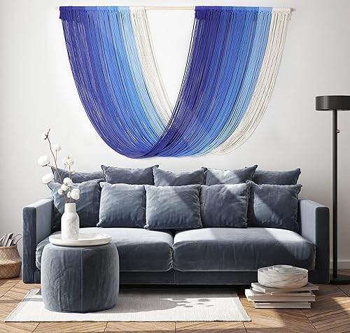 Miniatura 10 de EISKBC macramé para colgar en la pared decoración de pared de macramé bohemio grande tapiz de hilo de borla arte de pared moderno para dormitorio