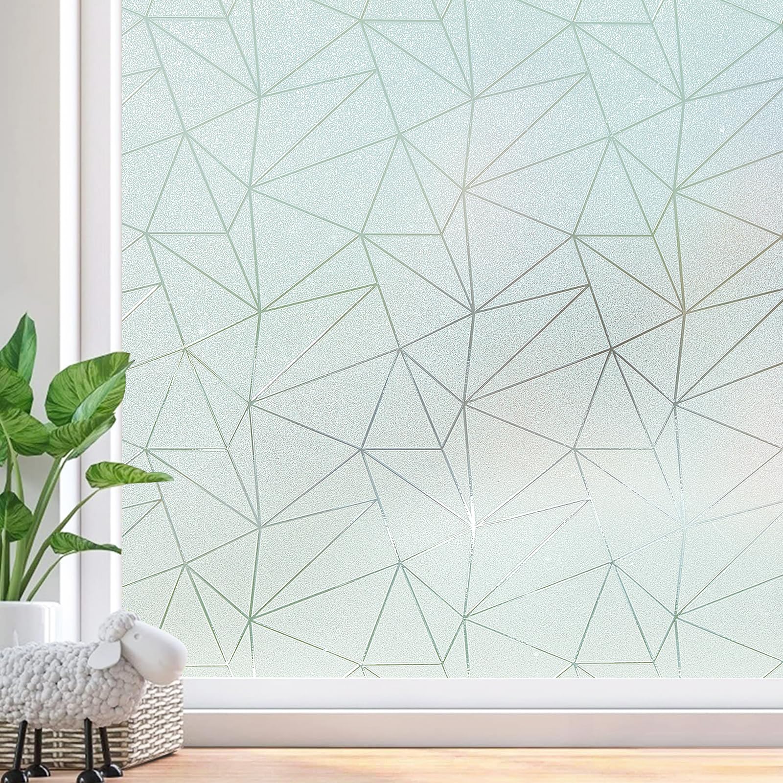 Beautysaid Film d'intimité pour fenêtre en Verre dépoli avec Motif Triangulaire, Anti-UV, Statique, sans Colle, pour Maison, Salle de Bain, Chambre à Coucher, Bureau, 90 x 300 cm