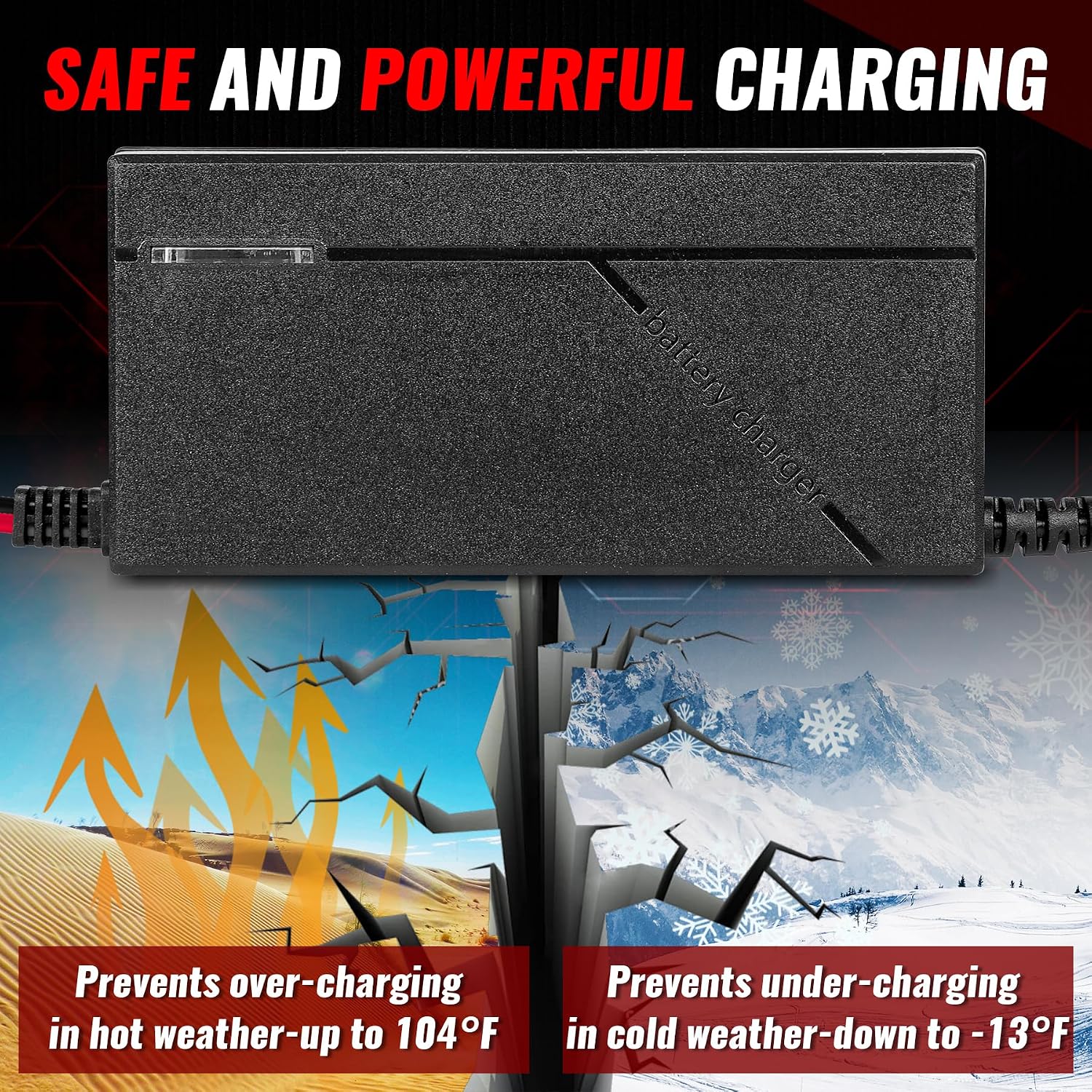 12V 5A LiFePO4 Battery Charger, 14.6V Lithium Battery Charger, Fast Charging, Over-Current and Over-Voltage Protection for 12V Lithium Iron Phosphate Batteries