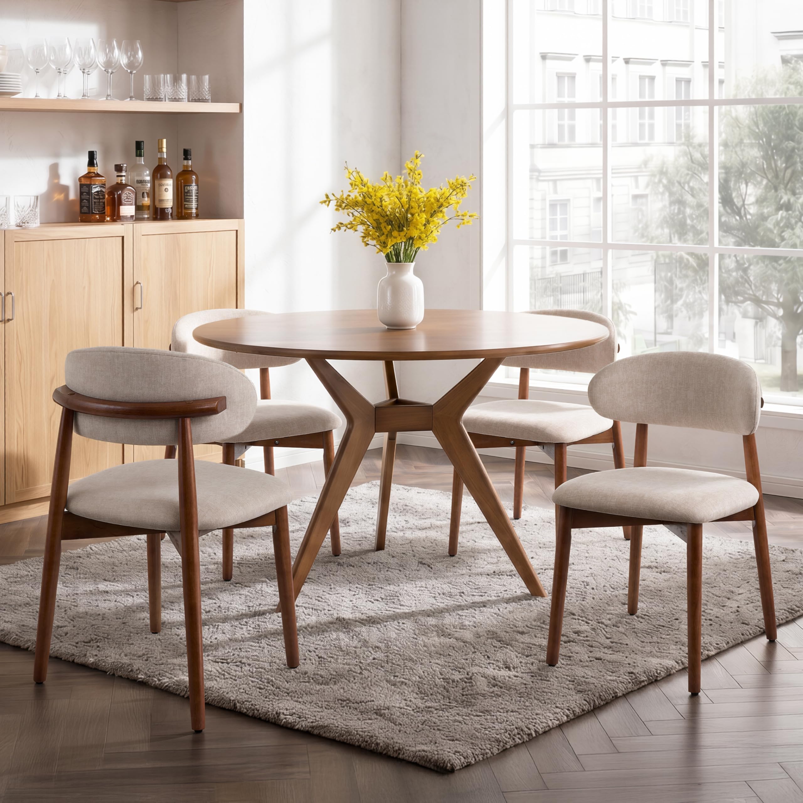 Velvet Farmhouse Dining Chairs, Set of 4