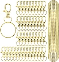 Vista 11 de 100 piezas de ganchos para llavero con anillos de llavero, cierres de langosta giratorios de metal, para clip de llavero, manualidades, joyería