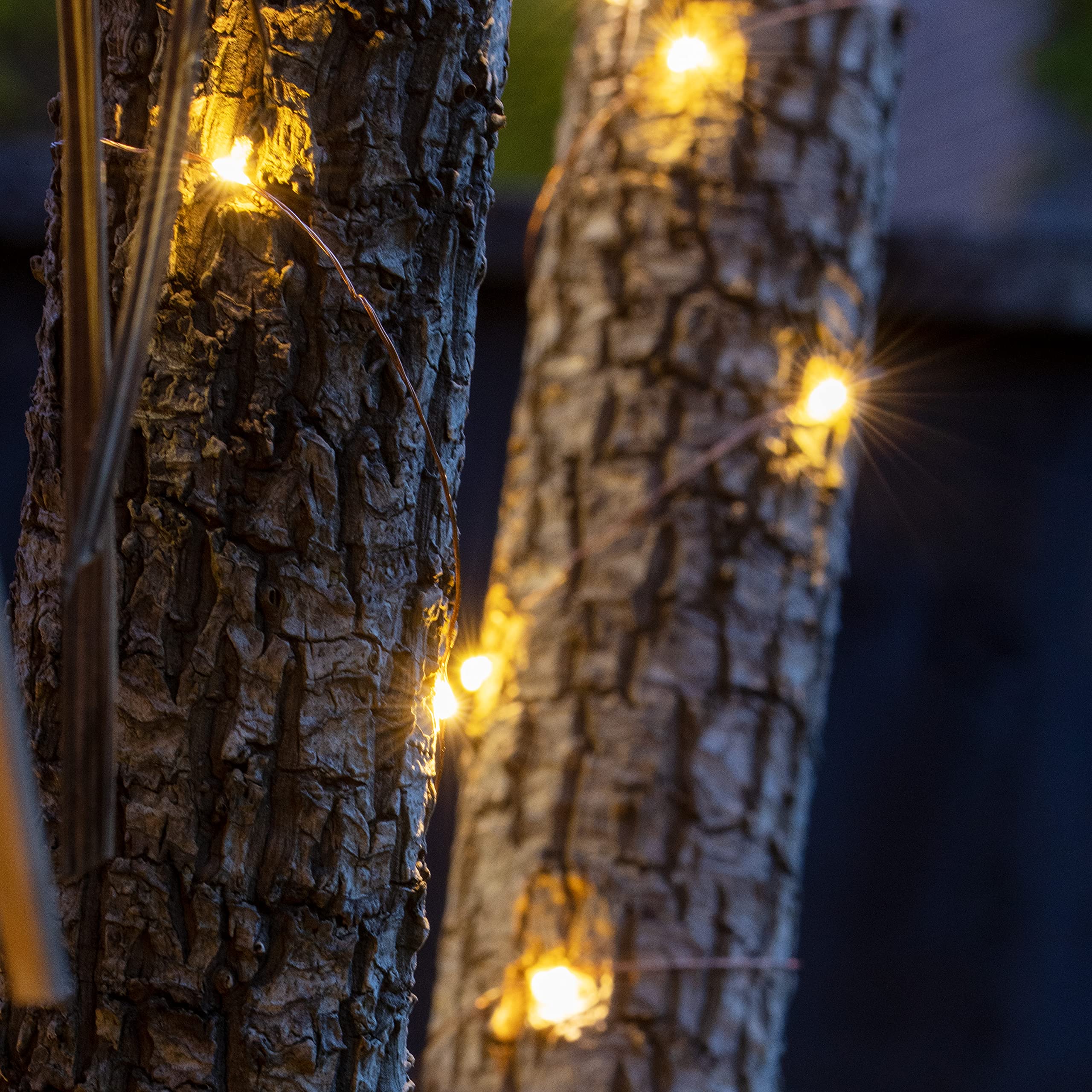 GardenKraft 10339 Micro LED Outdoor String Lights / 19.9m Coverage/Copper Cord/Solar Powered/Weatherproof IP44 (Warm White, 200)