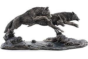Wolf Sculpture: Top Collection Grey Wolves on The Run Replica Statue