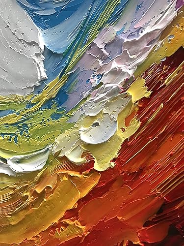 Miniatura 3 de Decoración de pared abstracta azul y roja, marco de lienzo al óleo pintado a mano, 46 x 23 pulgadas, arte moderno de pared, sala de estar,