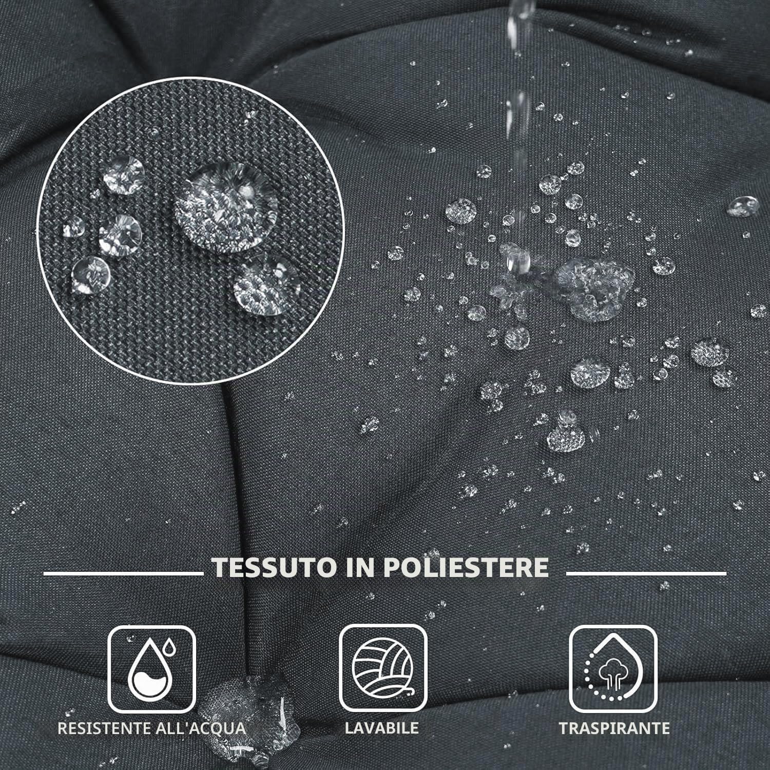 Cuscini per Dondolo a 2/3/4 Posti Impermeabili, Cuscino per Panca da Giardino Con Schienale e Lacci, Cuscino per Sedia a Dondolo Cuscino di Ricambio per Dondolo da Giardino,Dark grey,150x100x10cm