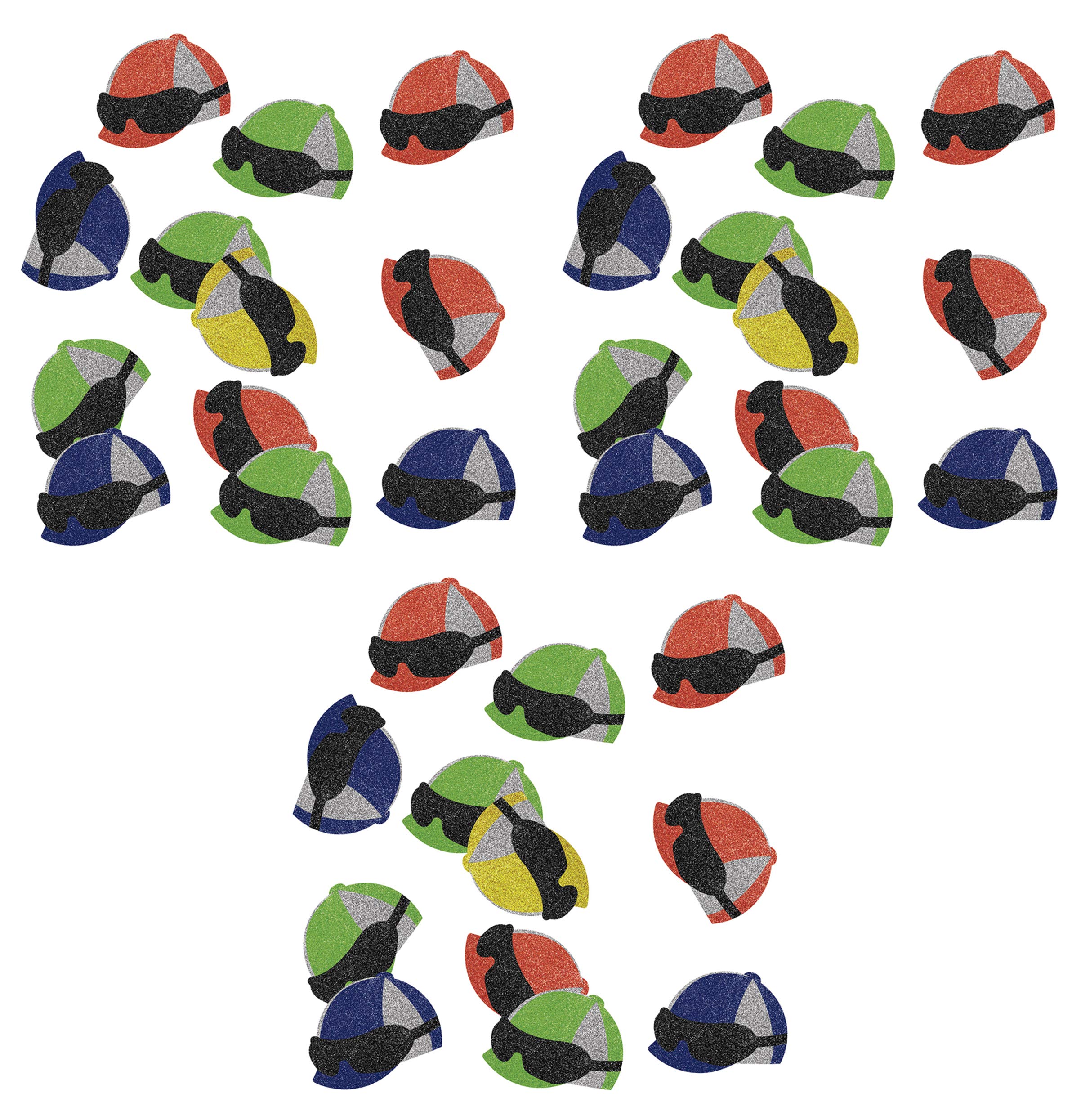 Beistle Horse Racing Jockey Helmet Confetti 1.5 Ounces, Equestrian Theme Race Day Decorations, Racehorse Party Supplies