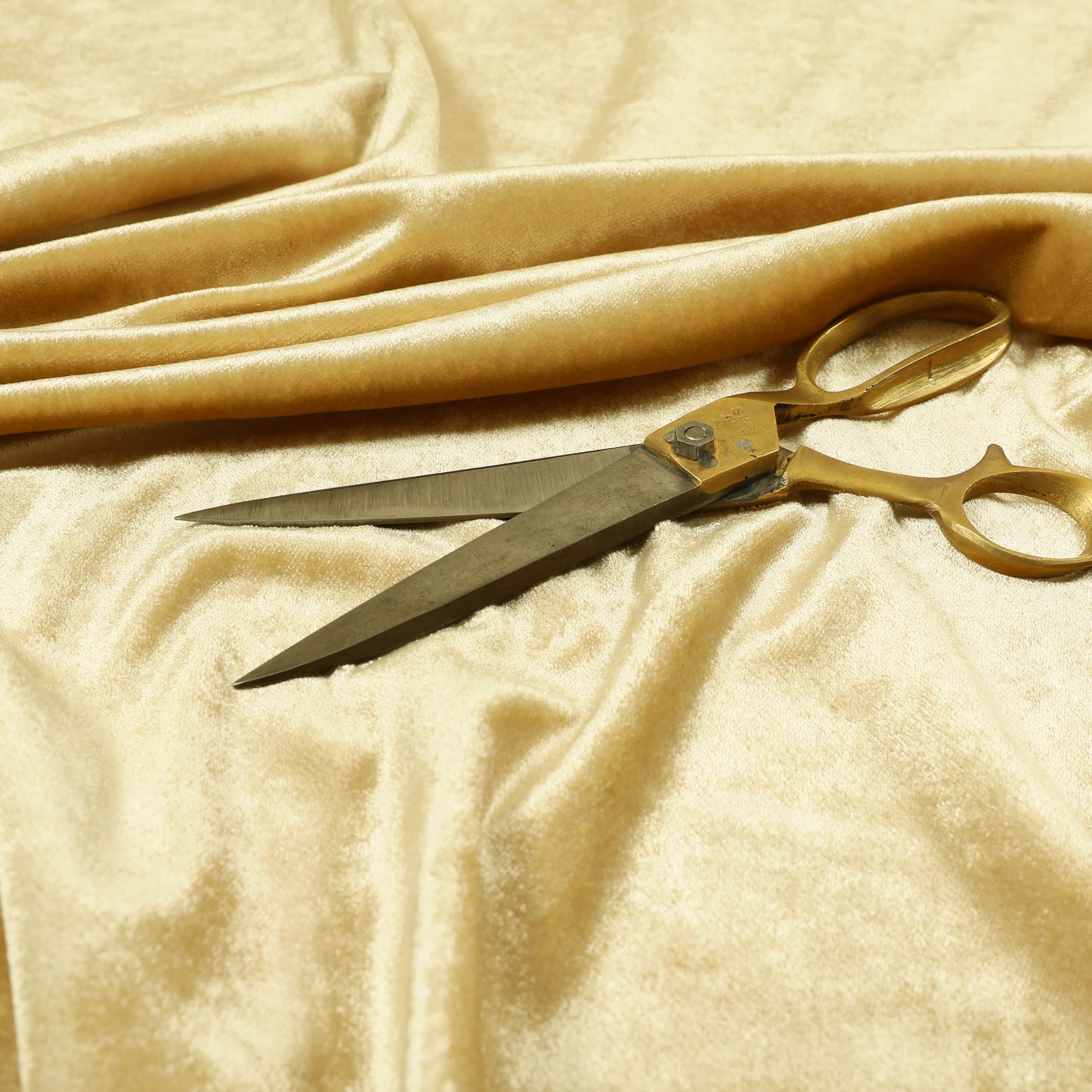 Redbrick Mill Fabrics Flame Retardant Luxury Shine Quality Plain Velvet Upholstery Curtain Fabrics in Cream Colour (Per Metre) โ image 1