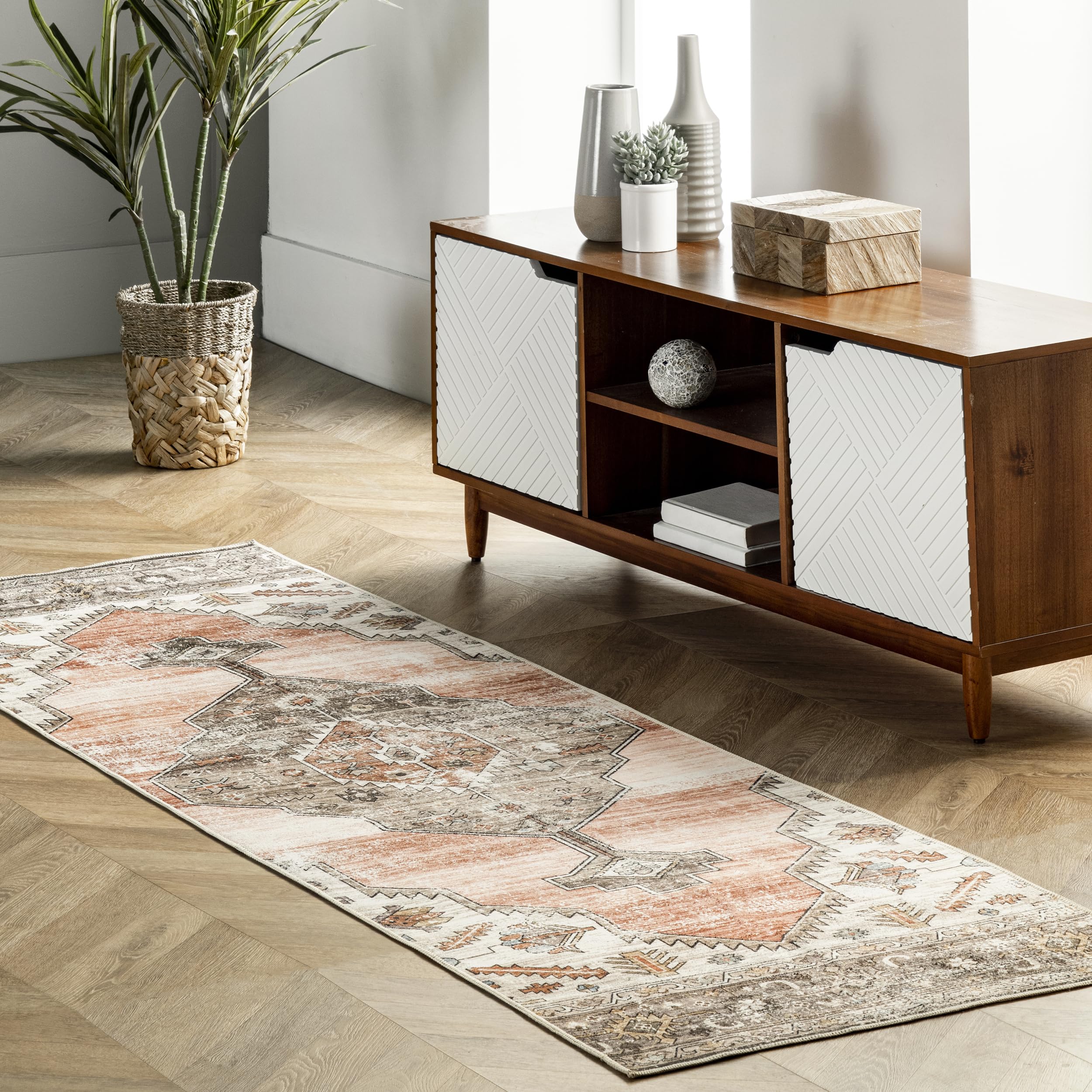 nuLOOM Runner Rug, Polypropylene, Peach, 2 ft 6 in x 8 ft