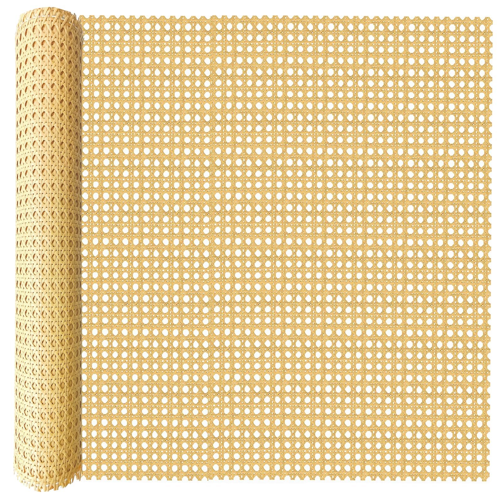 ALLINKIT Cane Rattan Webbing Roll, 24in x 9.9ft Woven Open Rattan Mesh PE Plastic Webbing for Caning Projects DIY Crafts