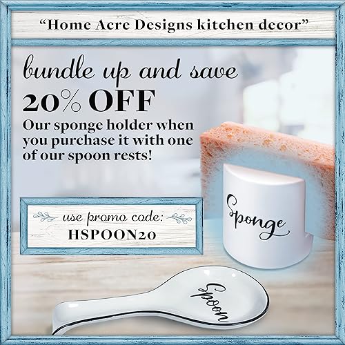 Miniatura 8 de Home Acre Designs - Reposacucharas para cocina de cerámica en color blanco y negro, decoración moderna de primer nivel, estilo granja