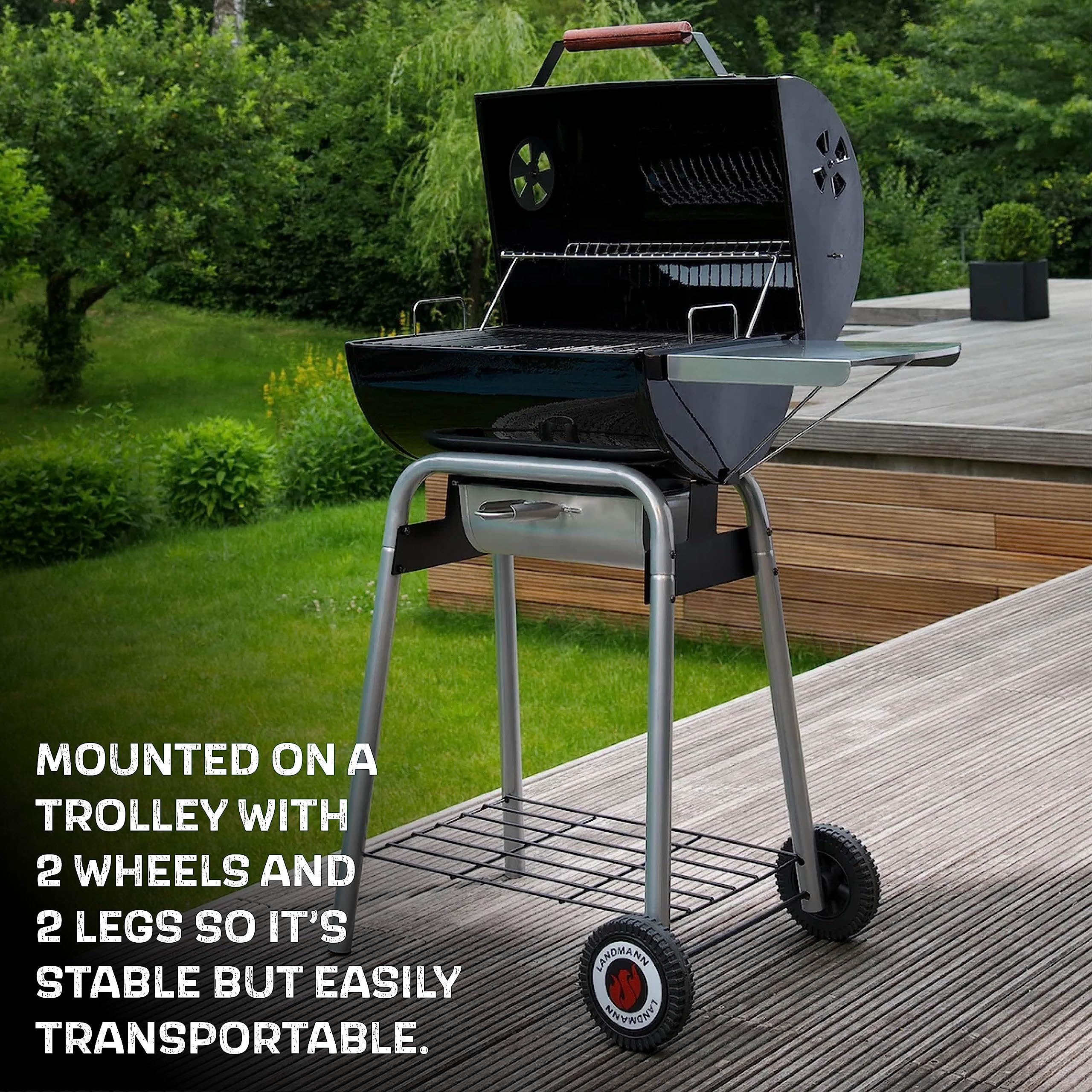 Landmann Black Taurus 440 - Barbacoa-ahumador Americana, Color Negro