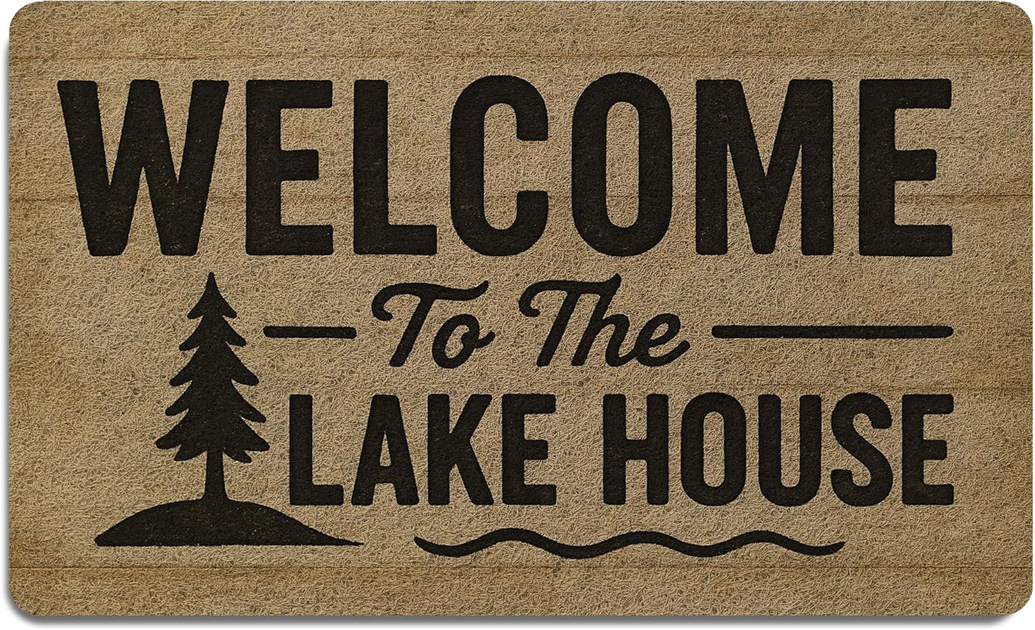 Funny Lake Dog Door Mat, Lake House Decor Doormat for Porch Entryway Entrance Front Door, Lakehouse Welcome Mat Outside, 17x30 Inch