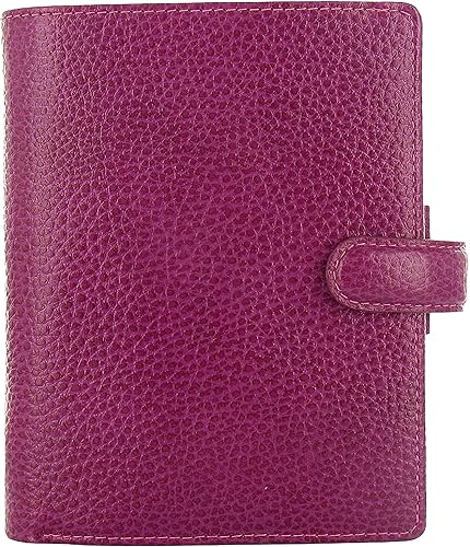 Filofax Finsbury - Organizador de bolsillo, frambuesa, cuero granulado tradicional, seis anillos, calendario semanal para ver, multilingüe, 2024