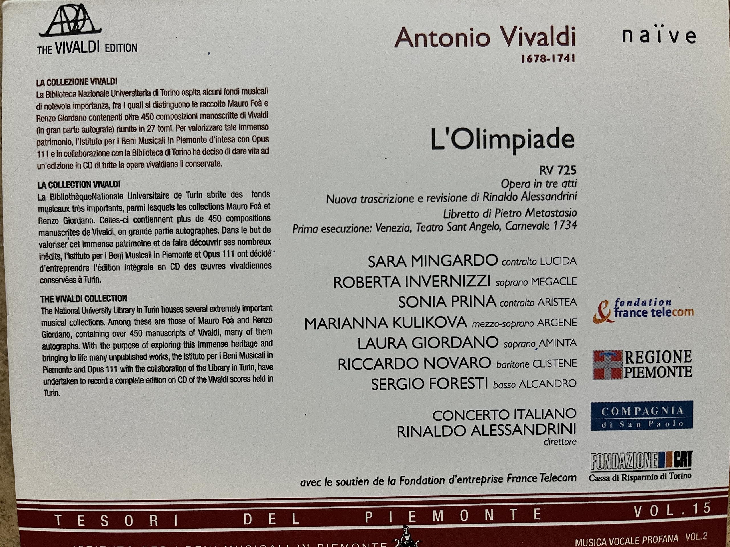 Vivaldi: L'Olimpiade / Concerto Italiano, Alessandrini
