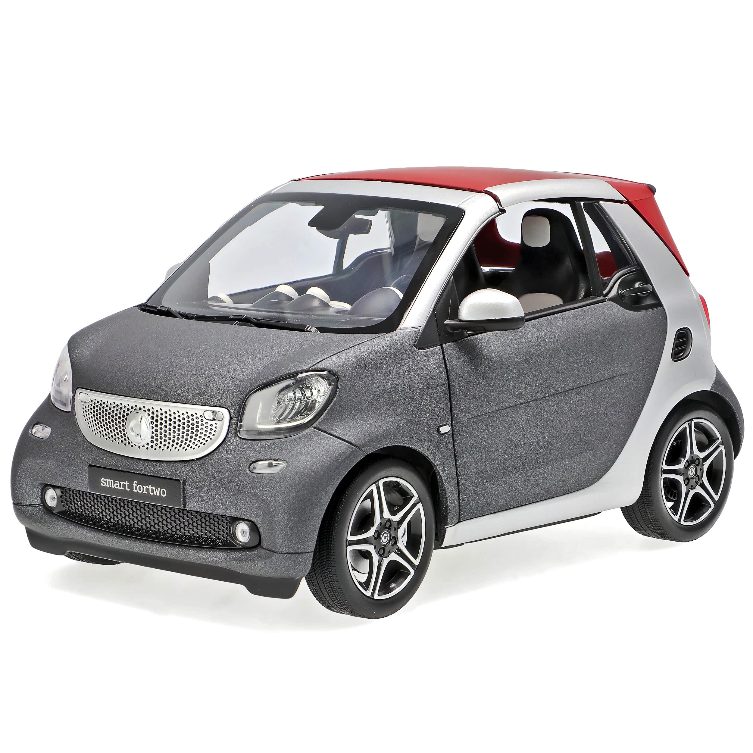 Smart ForTwo Cabrio A453 Grau mit Silber mit abnehmbarem Dach Ab 2015 1/18 Norev Modell Auto