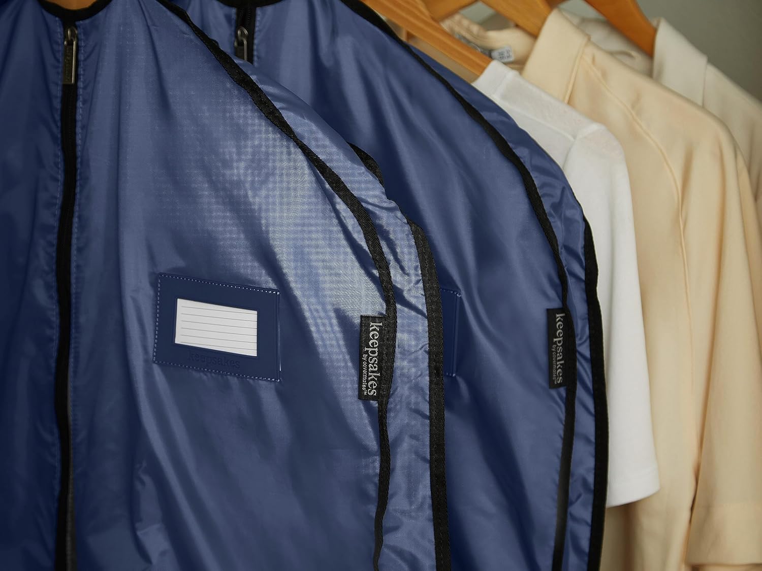 Covermates Deluxe Garment Bag Set for Closet Storage & Travel – Heavy Duty Hanging Suit & Dress Bags with ID Window, Accessory Pockets & Carrying Handles – Premium Wardrobe Protection, Blue