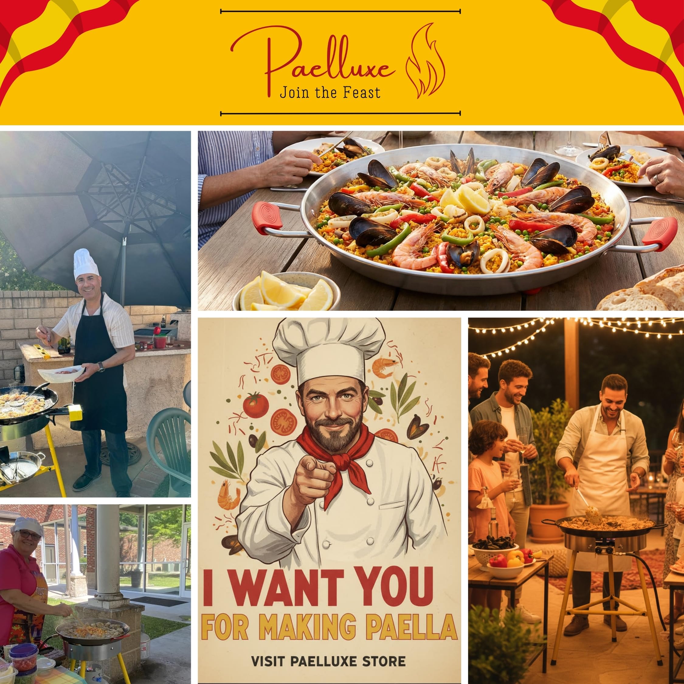 Paelluxe 20" Stainless Steel Paella Pan - Party Size -8