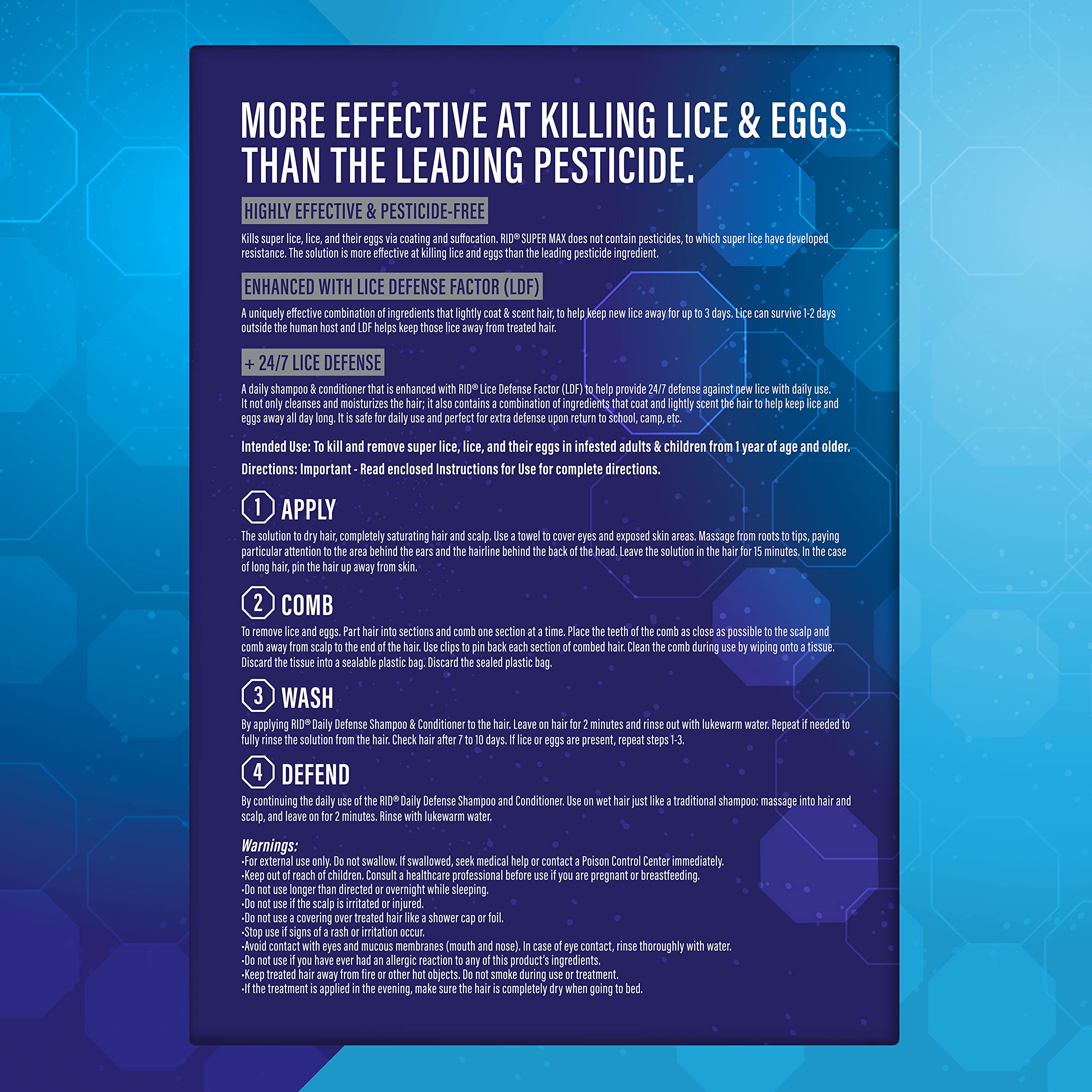 RID Super Max Lice Treatment Kit, Kills Lice & Super Lice & Eggs + 24/7