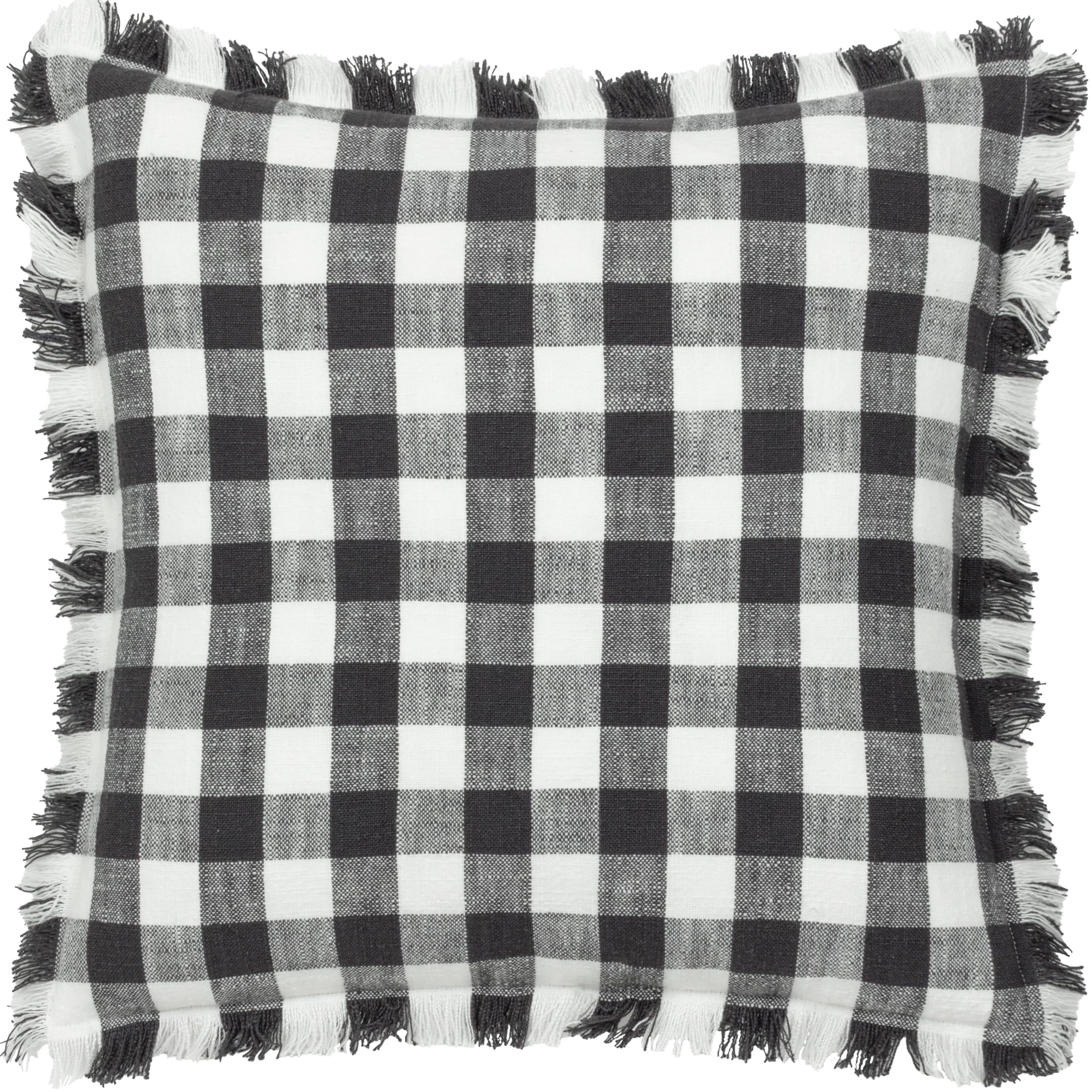 Yard Barton Check Fringed Polyester Filled Cushion from B&Q