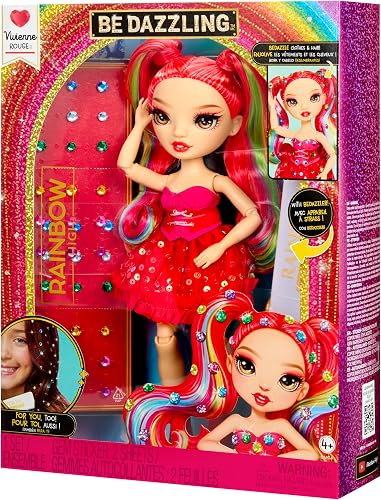 Rainbow High Be Dazzling - Vivienne Rouge - Fashion Doll rossa da 28 cm con decori, gemme scintillanti e accessori per lo styling - 14