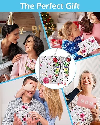 Miniatura 5 de Atrapa luz de cristal para madre, amiga, tía - Campanilla de viento hecha de cristal para ventana, con diseño de mariposa, para el día de las