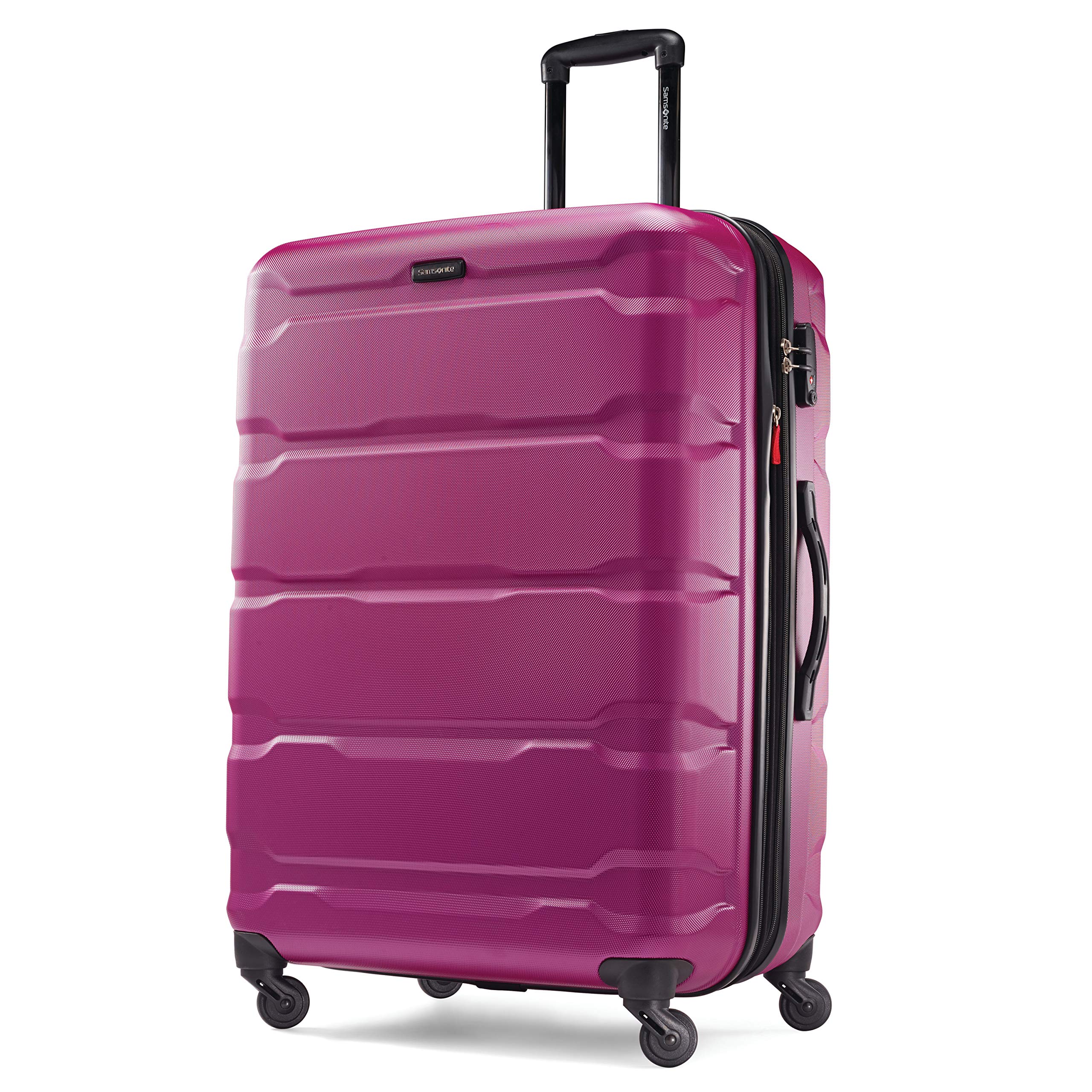 SamsoniteOmni PC Hardside Expandable Luggage with Spinner Wheels, Checked-Large 28-Inch, Radiant Pink