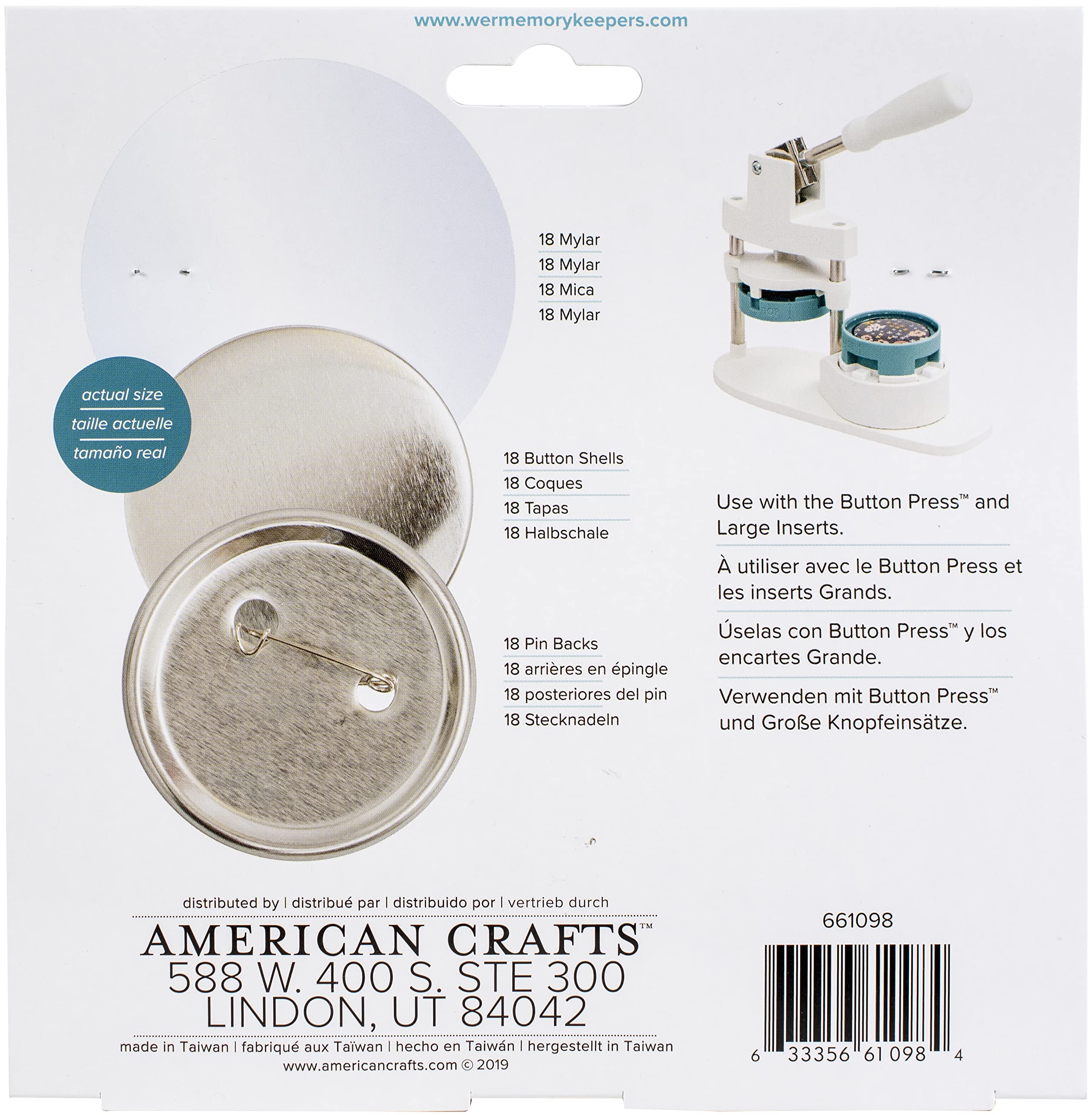 We R Memory Keepers Button Press Refill Pack 18/Pkg-Large (58mm)