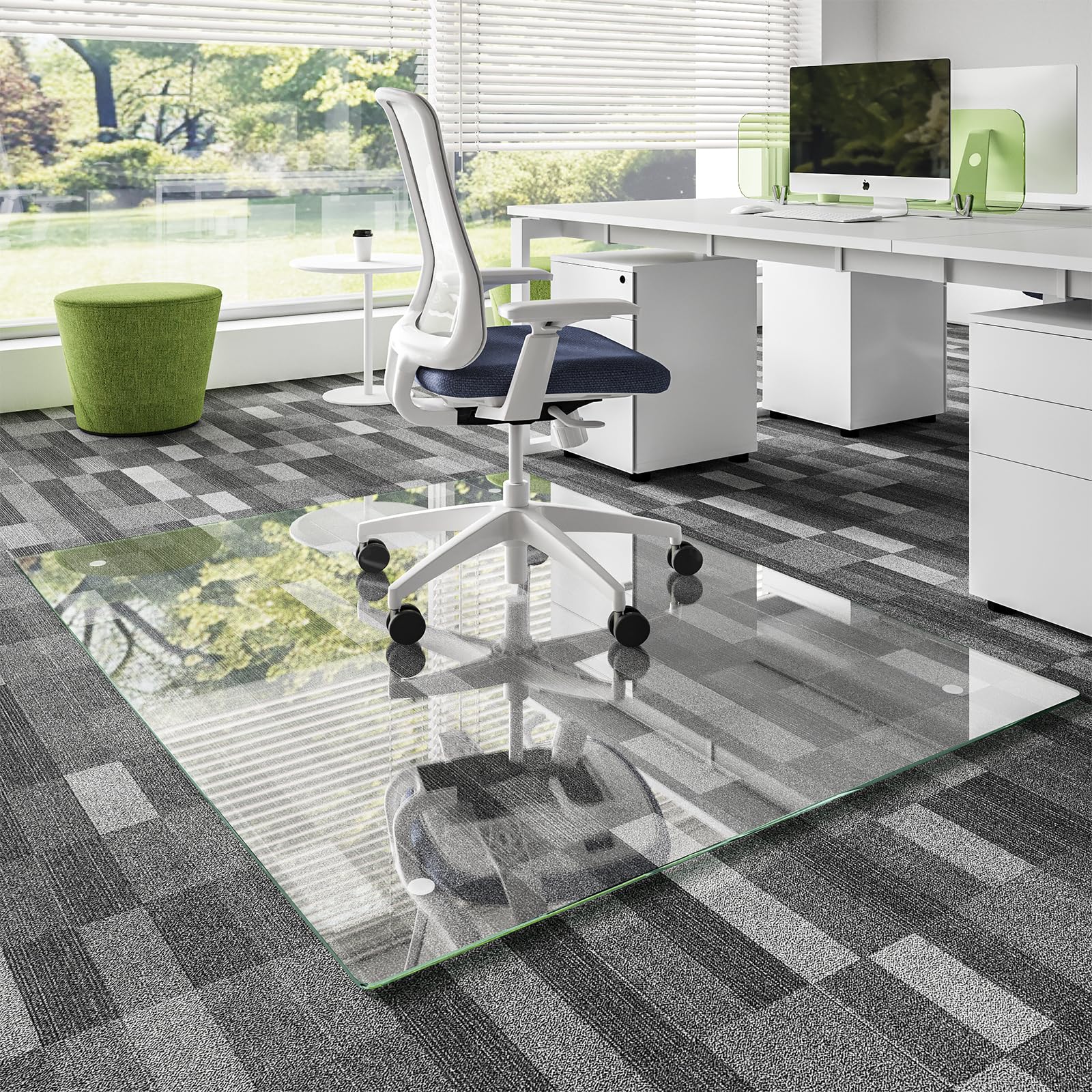 Chair Mat for Carpet, New Upgraded Tempered Glass 46"x60" Office Chair Mat for Carpet, Floor Mat Protector with Rounded and Polished Edges, Ideal for Wooden Floor, Rolling Chairs, Office, Home