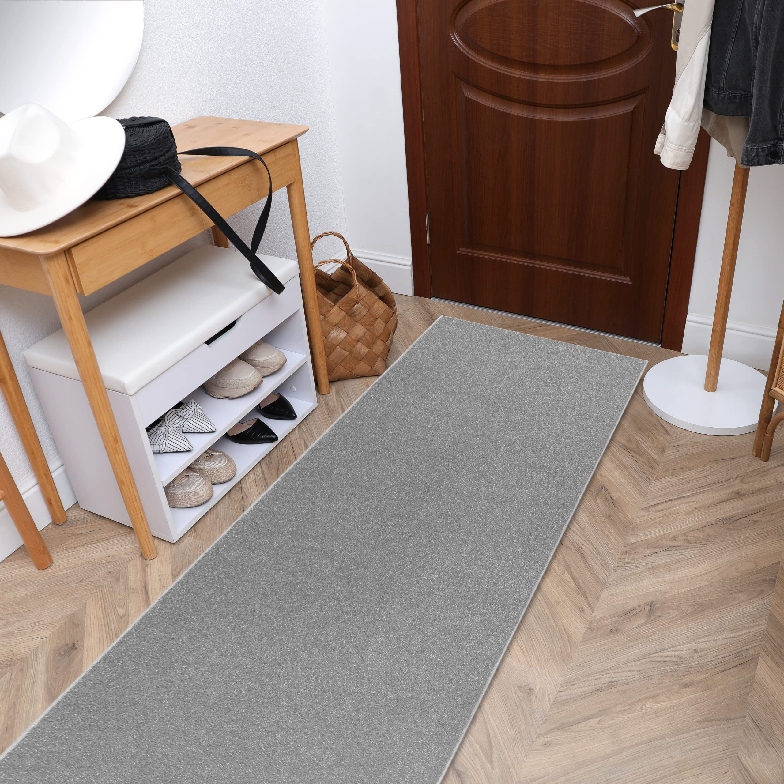 rugsx Tapis de Couloir Eton pour la Cuisine, Le Hall, Le Couloir, l'entrée, Solide, Classique, Argent 70x500 cm