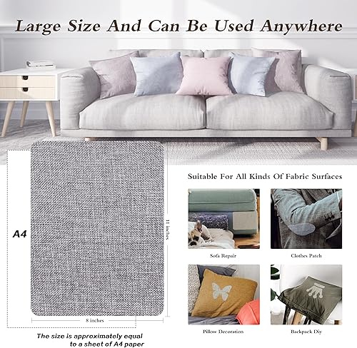 Vista 420 de Parches de reparación de lino grueso, parches de tela de lino autoadhesivos, 8 x 11 pulgadas, 2 unidades, multicolor, se pueden utilizar
