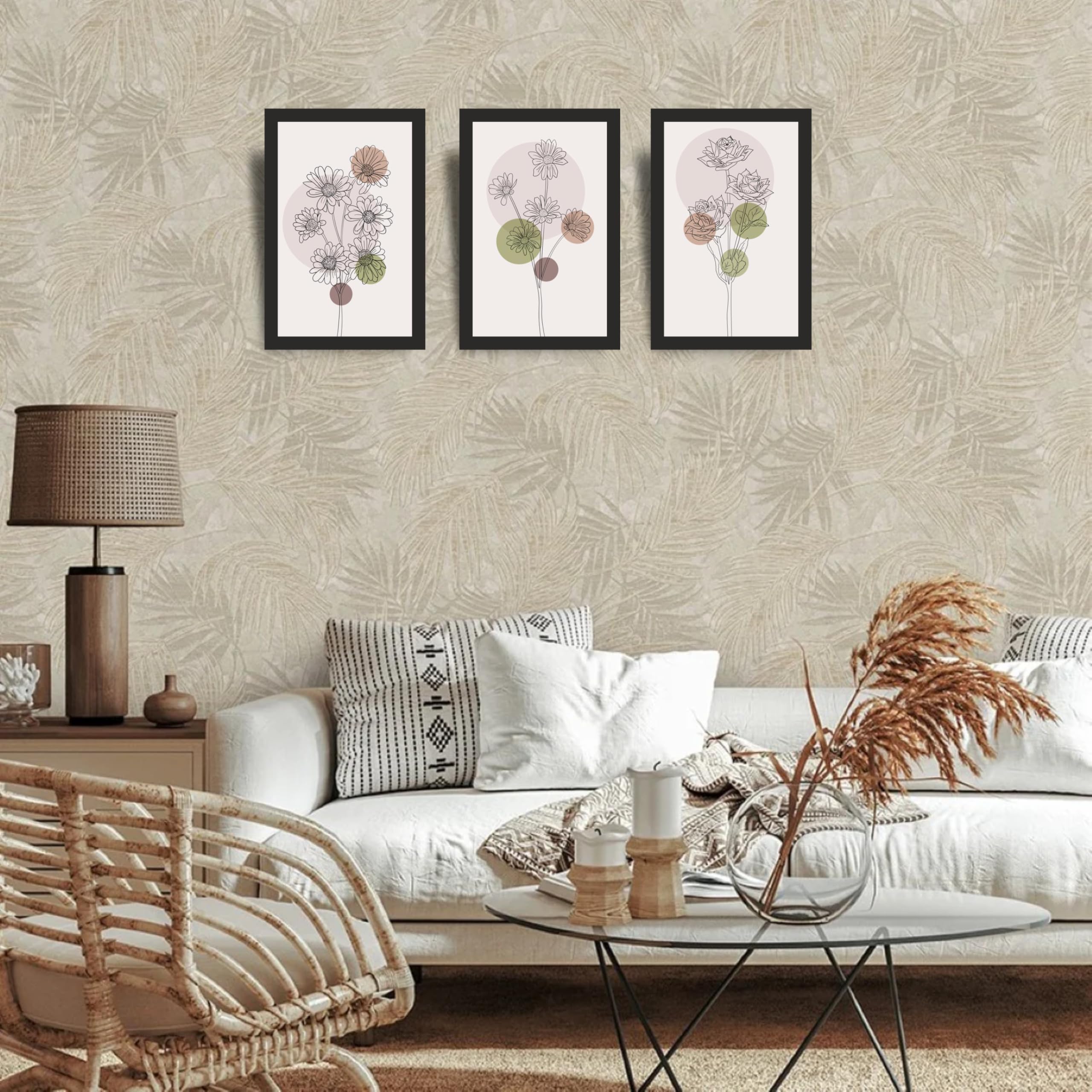 Minimal Floral Line Art Wall Art Set of 3 Frames