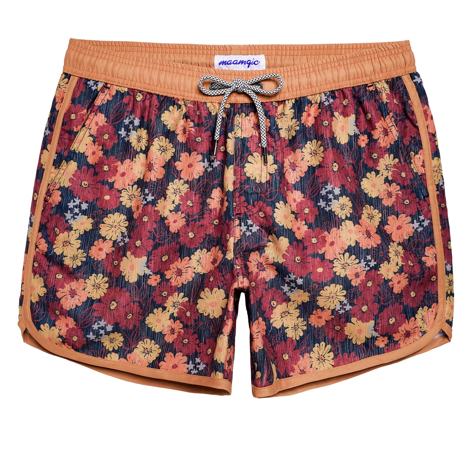 maamgic Mens Boys Short 80s 90s Vintage Swim Trunks with Mesh Lining Quick Dry Swim Suits Board Shorts