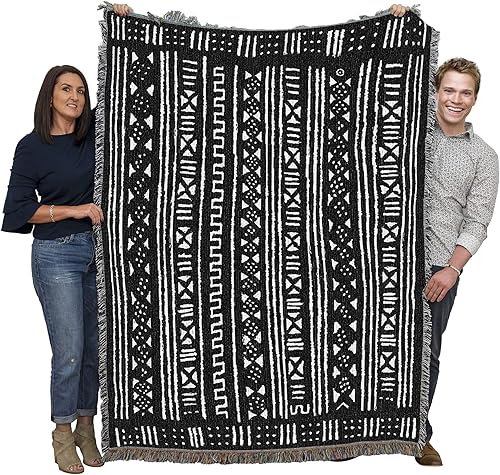 Vista 11 de Pure Country Weavers Manta de tela de barro XL, estilo africano, regalo cultural africano, manta tejida de algodón, fabricada en los Estados Unidos