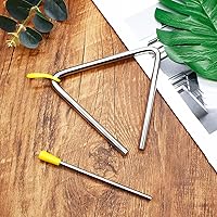 Vista 4 de 2 piezas de triángulos de percusión de 6 pulgadas con golpeadores, instrumento de triángulo de acero con ritmo de golpe triángulo instrumento