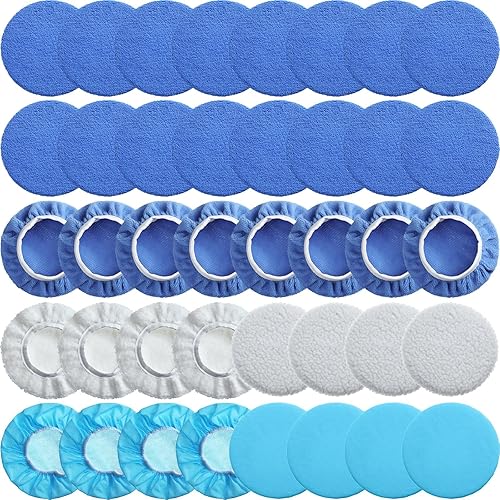 Mudder Juego de 40 almohadillas de microfibra para pulidor de coche, 8 de felpa, 8 no tejidas, para pulir (7-8 pulgadas)