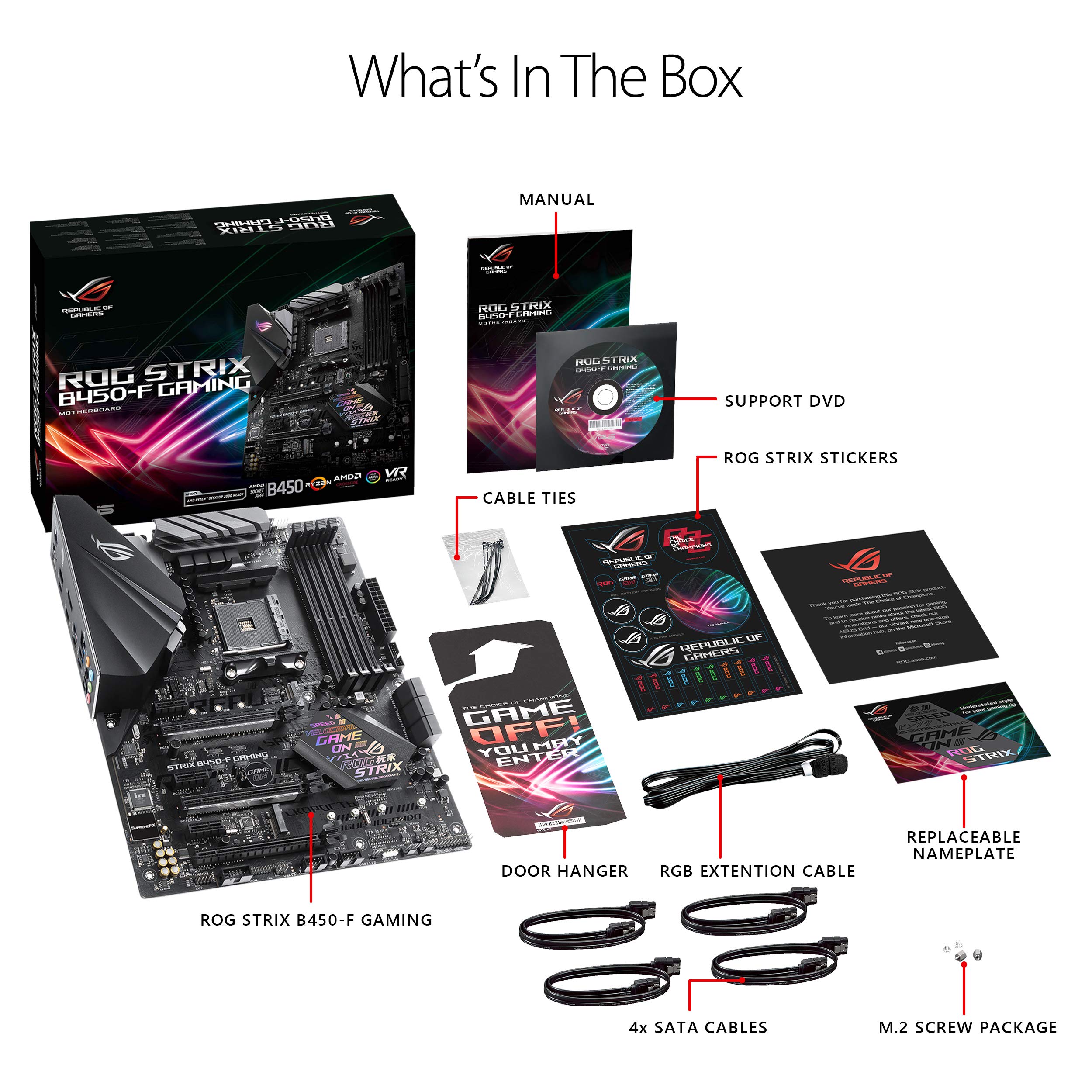 ASUS ROG STRIX B450-F GAMING Scheda Madre da Gioco con Supporto DDR4 a 3200 MHz, AM4, SATA 6 Gbps, HDMI 2.0, Doppia NVMe M.2, USB 3.1, Nero