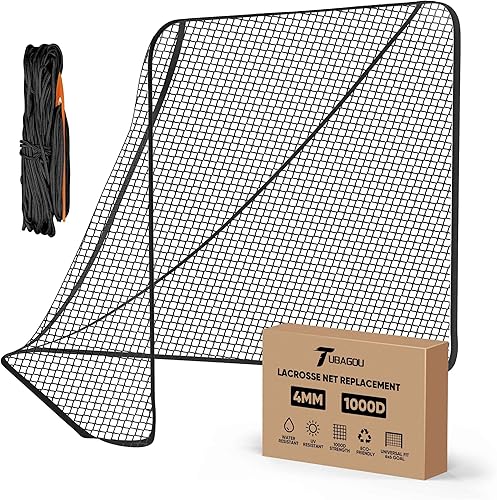 Miniatura 10 de Lacrosse - Red de repuesto para portería de lacrosse de 4/5/0.236 in de poliéster de alta resistencia 1000D, red de lacrosse negra y blanca para