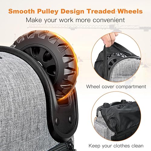 Miniatura 2 de Mochila de herramientas con rueda, mochila de herramientas rodantes para electricista, bolsa de herramientas con ruedas para trabajos de