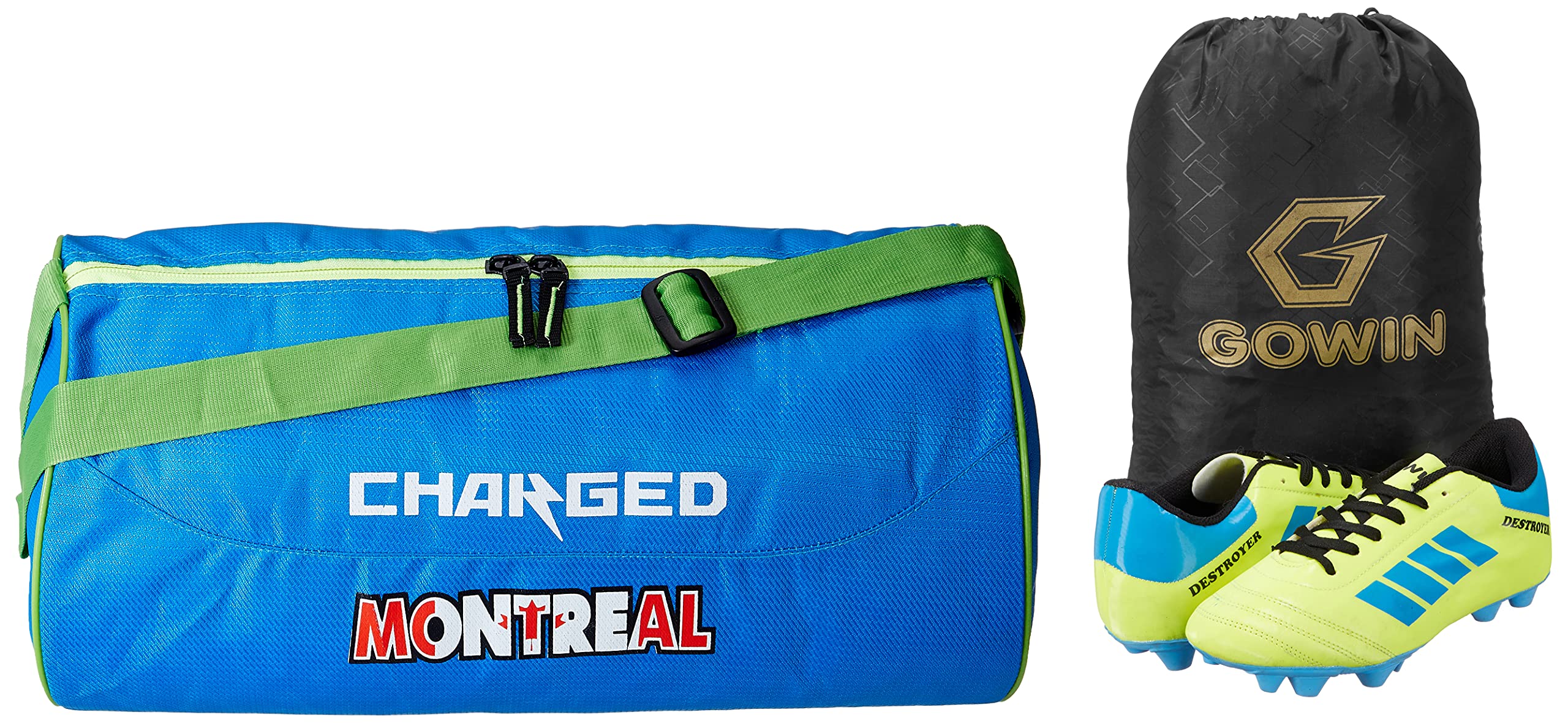 Charged Sports Bag Montreal Large Sky With Gowin Football Shoe Destroyer Cyan Size-8