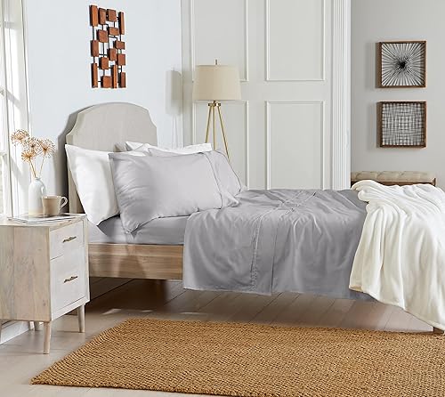 Miniatura 2 de Juego de sábanas 100 % algodón de 400 hilos, sábanas y fundas de almohada, bolsillo profundo para colchones de hasta 18 pulgadas, tamaño Queen, gris