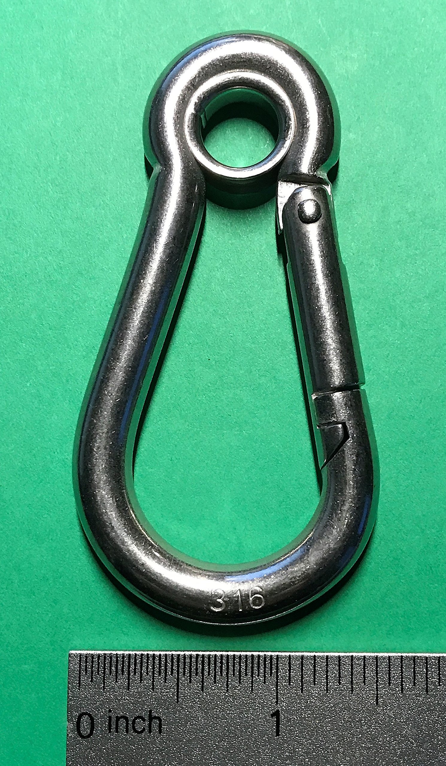 US STAINLESS Crochet à ressort en acier inoxydable 316 avec mousqueton à œillet 8 mm de qualité marine